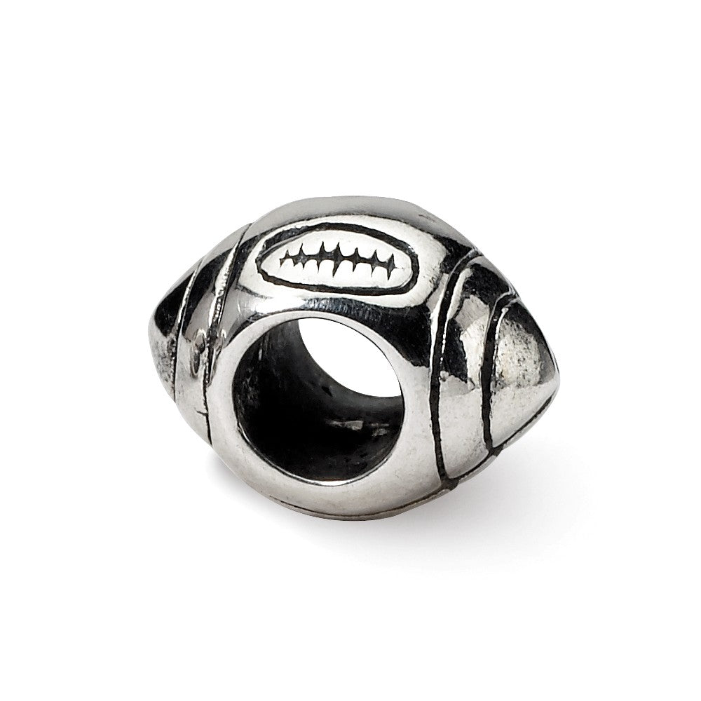 Alternate view of the Sterling Silver Football Bead Charm by The Black Bow Jewelry Co.