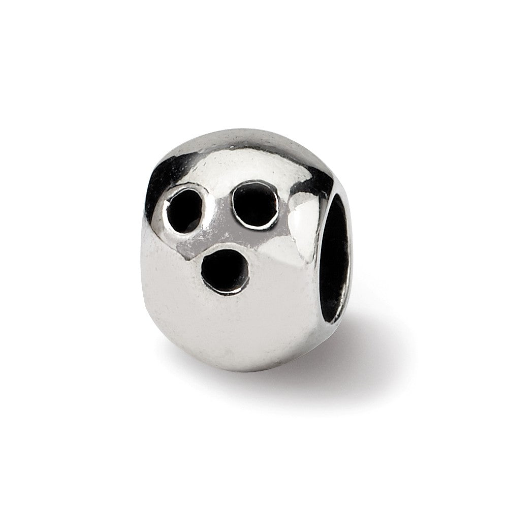 Sterling Silver Bowling Ball Bead Charm, Item B9387 by The Black Bow Jewelry Co.