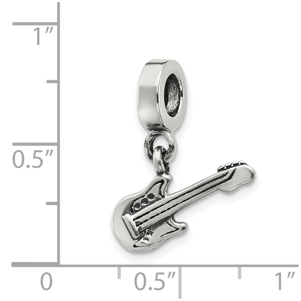 Alternate view of the Sterling Silver Electric Guitar Bead Charm by The Black Bow Jewelry Co.