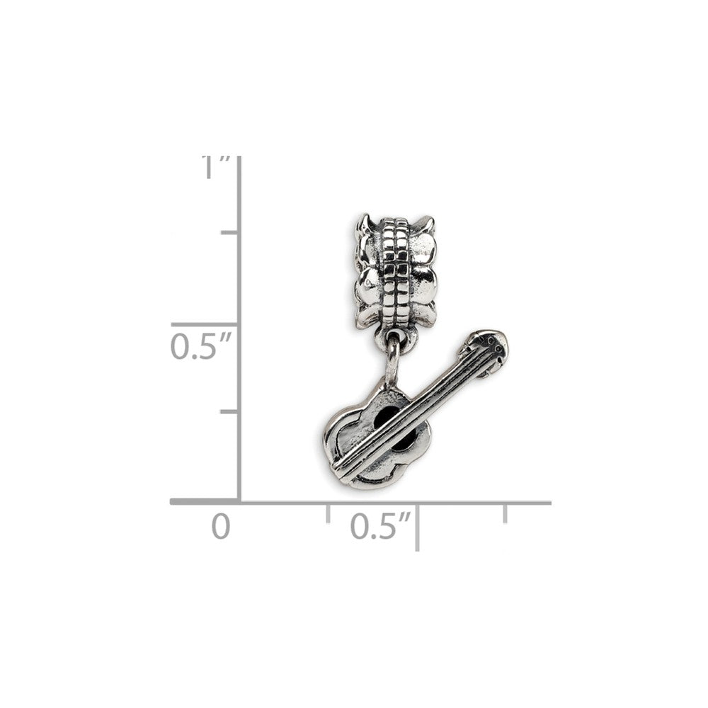 Alternate view of the Sterling Silver Guitar Dangle Bead Charm by The Black Bow Jewelry Co.
