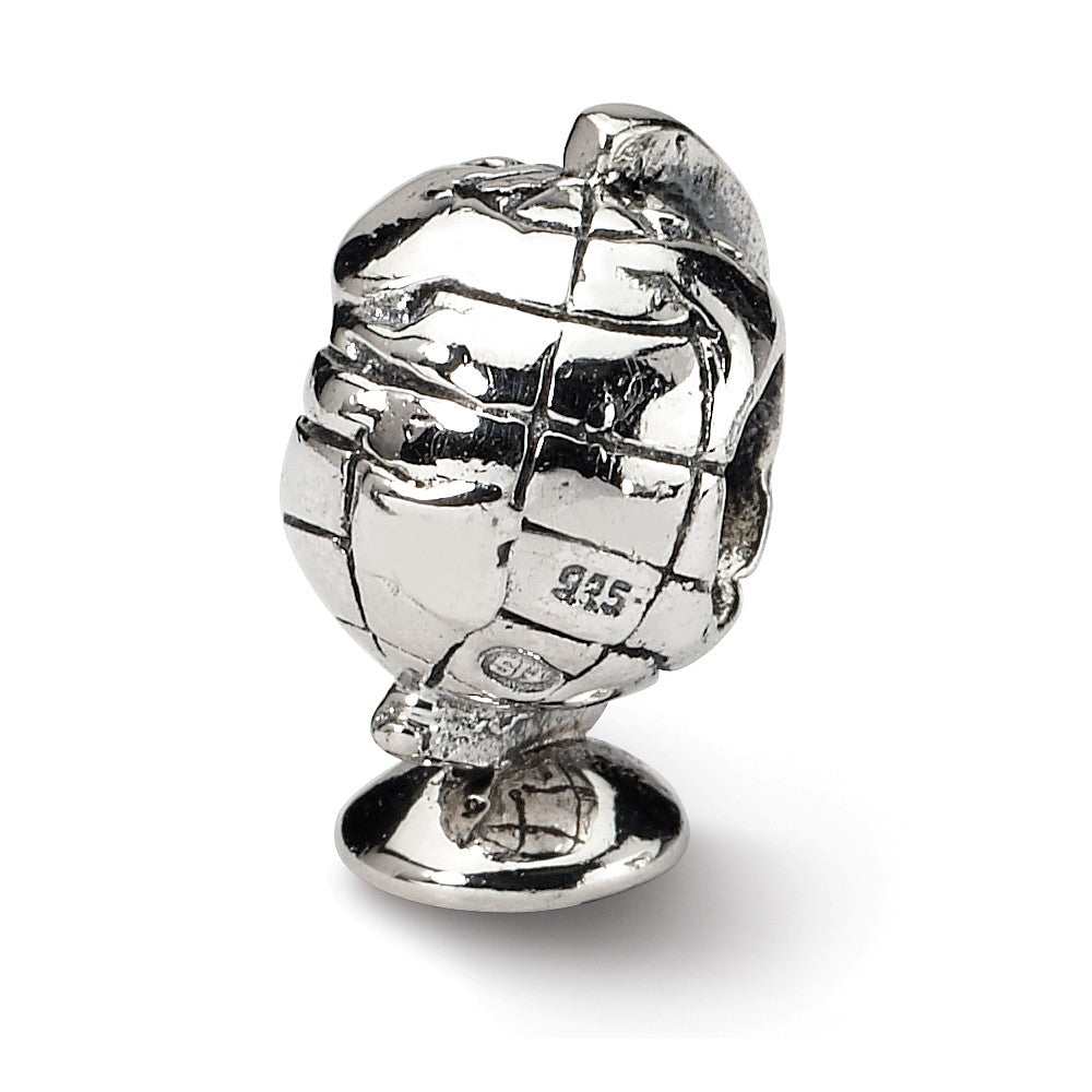 Sterling Silver Globe Bead Charm, Item B9397 by The Black Bow Jewelry Co.