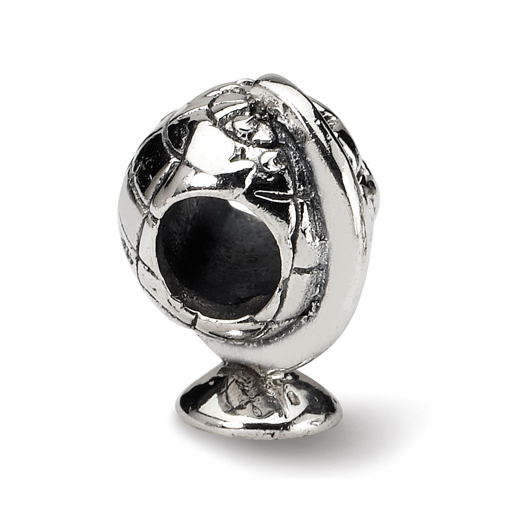 Alternate view of the Sterling Silver Globe Bead Charm by The Black Bow Jewelry Co.