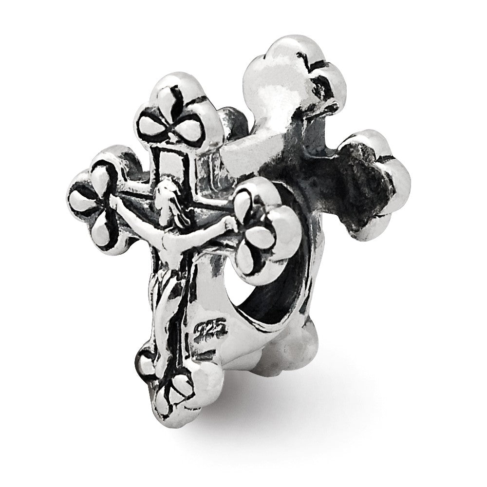 Sterling Silver Crucifix Bead Charm, Item B9399 by The Black Bow Jewelry Co.