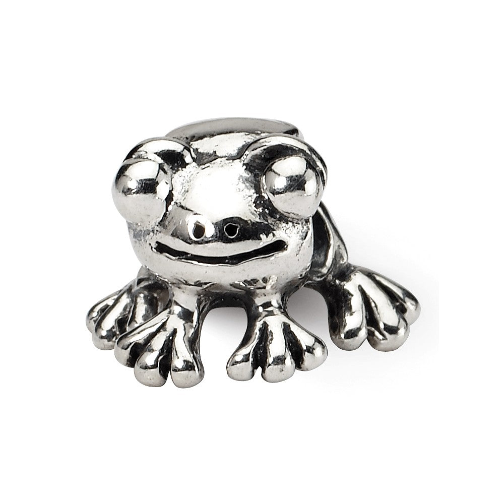 Sterling Silver Frog Bead Charm, Item B9400 by The Black Bow Jewelry Co.