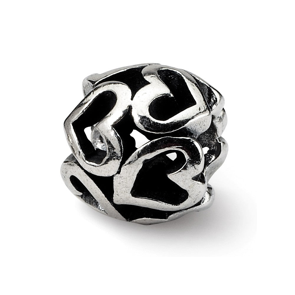 Sterling Silver Open Heart Bead Charm, Item B9402 by The Black Bow Jewelry Co.