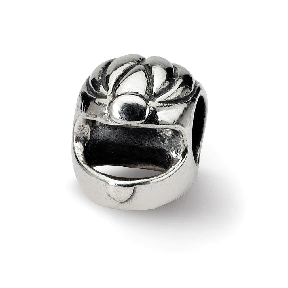 Sterling Silver Racing Helmet Bead Charm, Item B9416 by The Black Bow Jewelry Co.