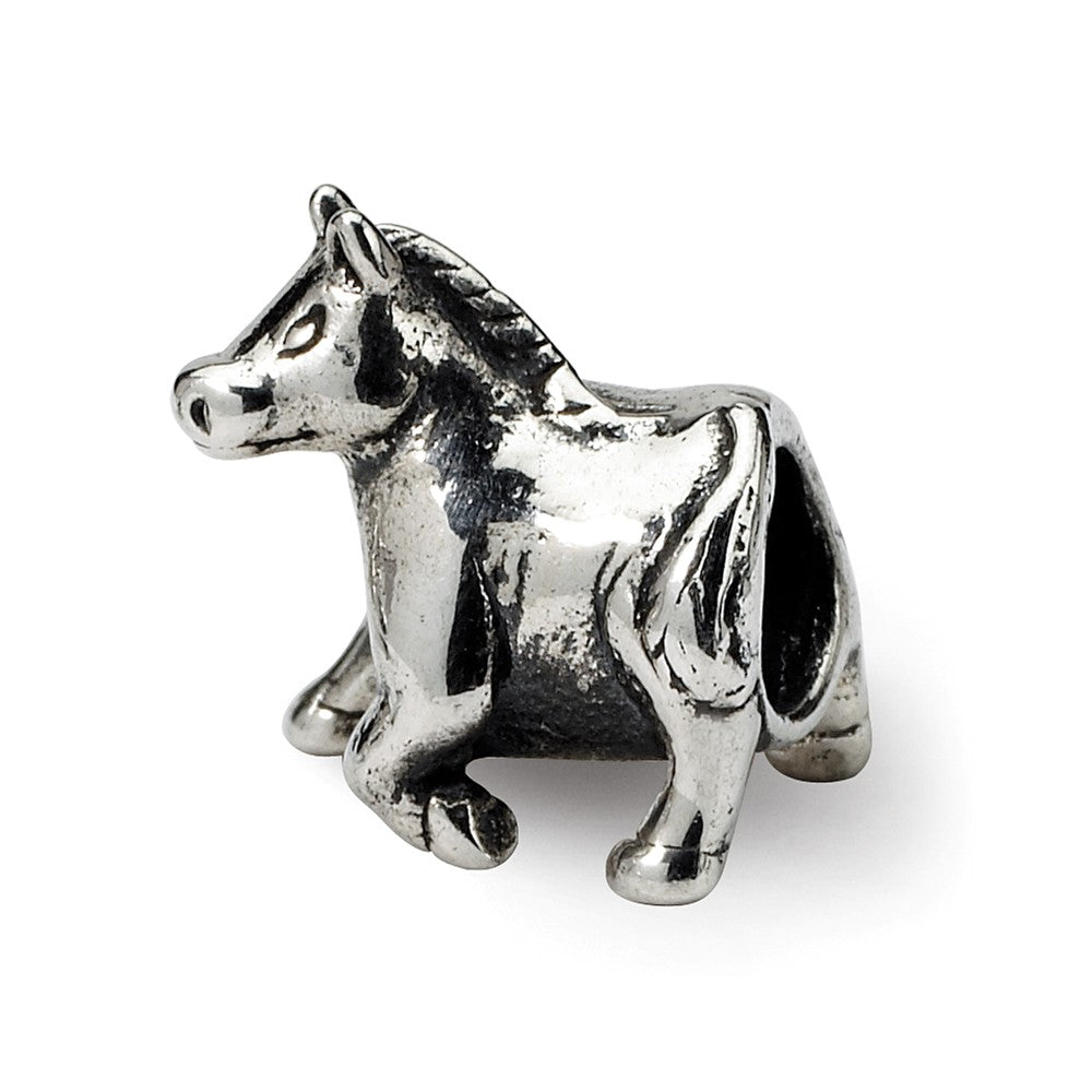Sterling Silver Horse Bead Charm, Item B9418 by The Black Bow Jewelry Co.