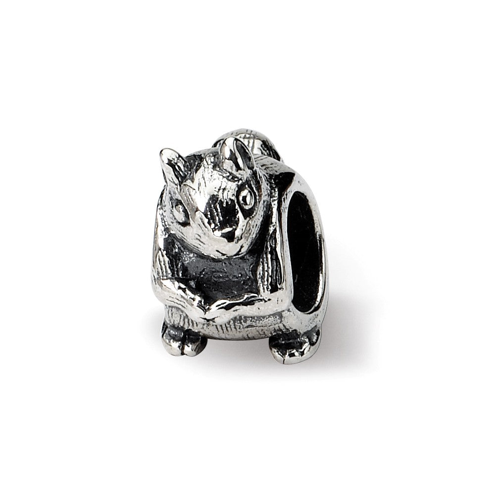 Sterling Silver Squirrel Bead Charm, Item B9420 by The Black Bow Jewelry Co.