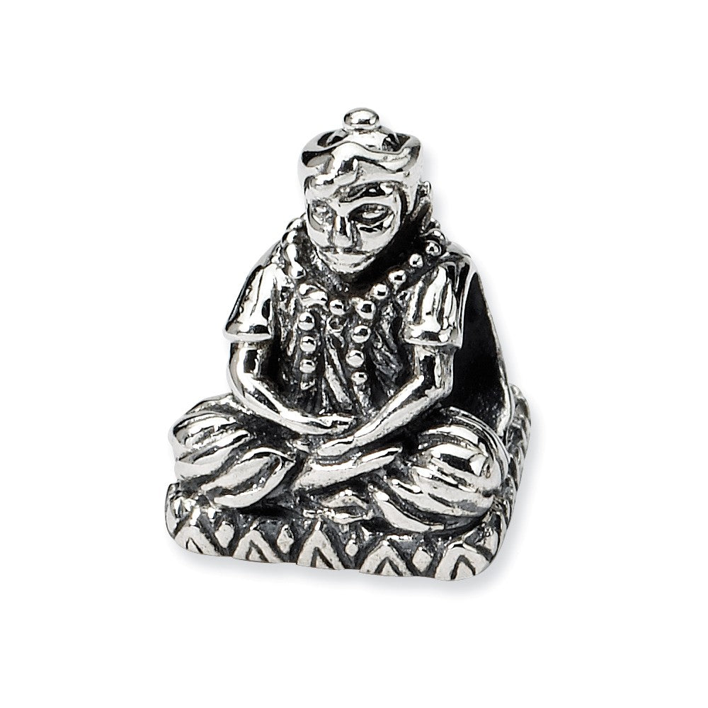 Sterling Silver Buddha Bead Charm, Item B9424 by The Black Bow Jewelry Co.