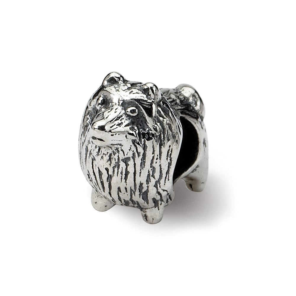 Sterling Silver Pomeranian Dog Bead Charm, Item B9425 by The Black Bow Jewelry Co.