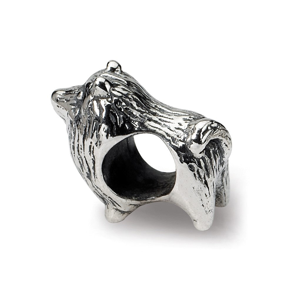 Alternate view of the Sterling Silver Pomeranian Dog Bead Charm by The Black Bow Jewelry Co.