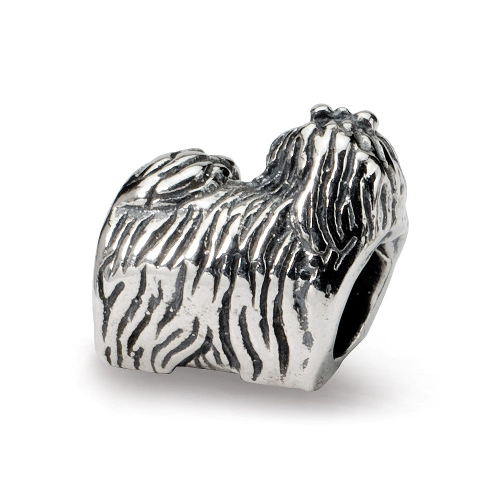 Alternate view of the Sterling Silver Yorkshire Terrier, Dog Bead Charm by The Black Bow Jewelry Co.