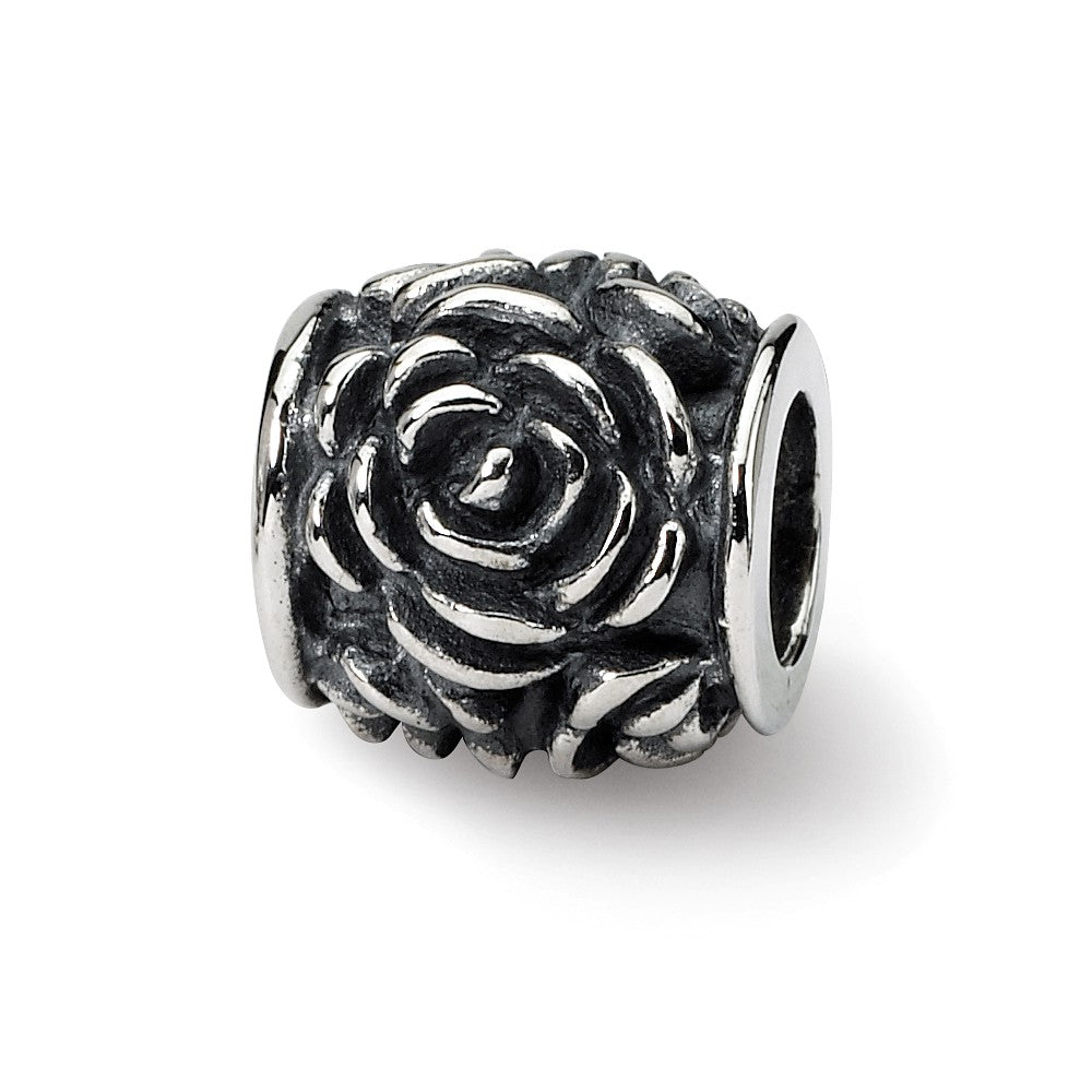 Sterling Silver Rose Bali Bead Charm, Item B9432 by The Black Bow Jewelry Co.