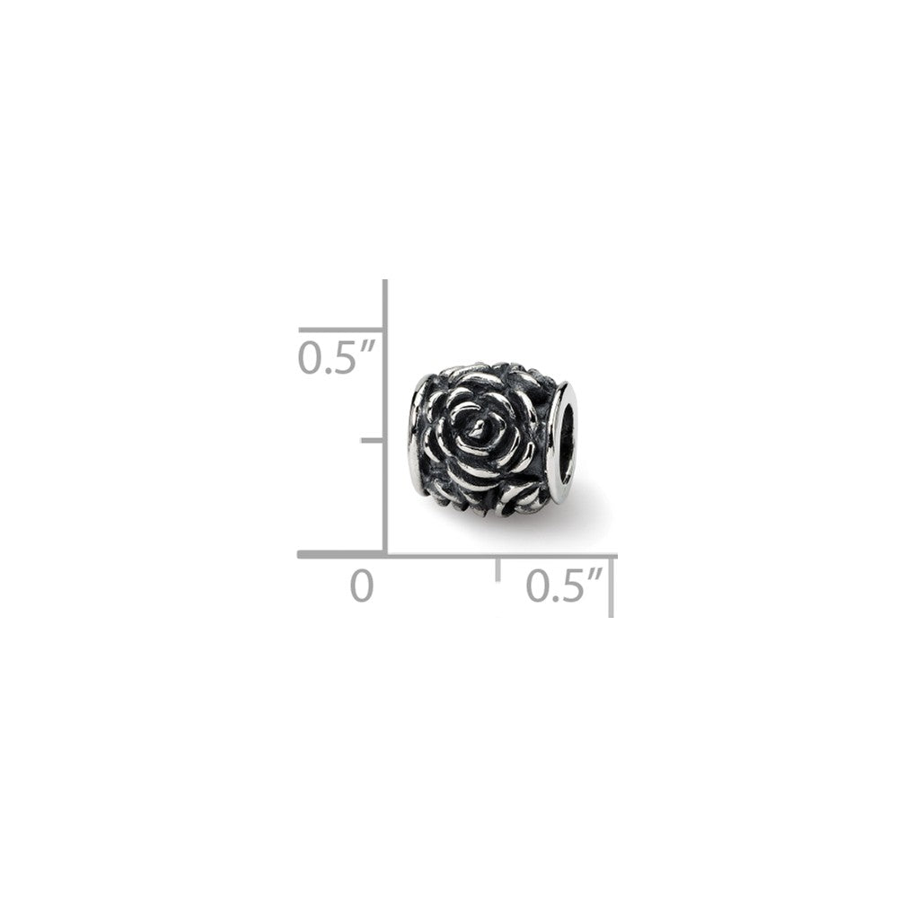 Alternate view of the Sterling Silver Rose Bali Bead Charm by The Black Bow Jewelry Co.