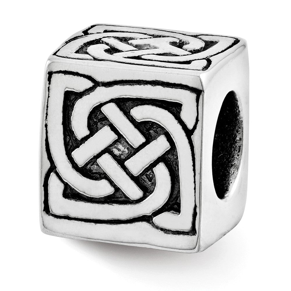 Sterling Silver Celtic Block Bead Charm, Item B9446 by The Black Bow Jewelry Co.