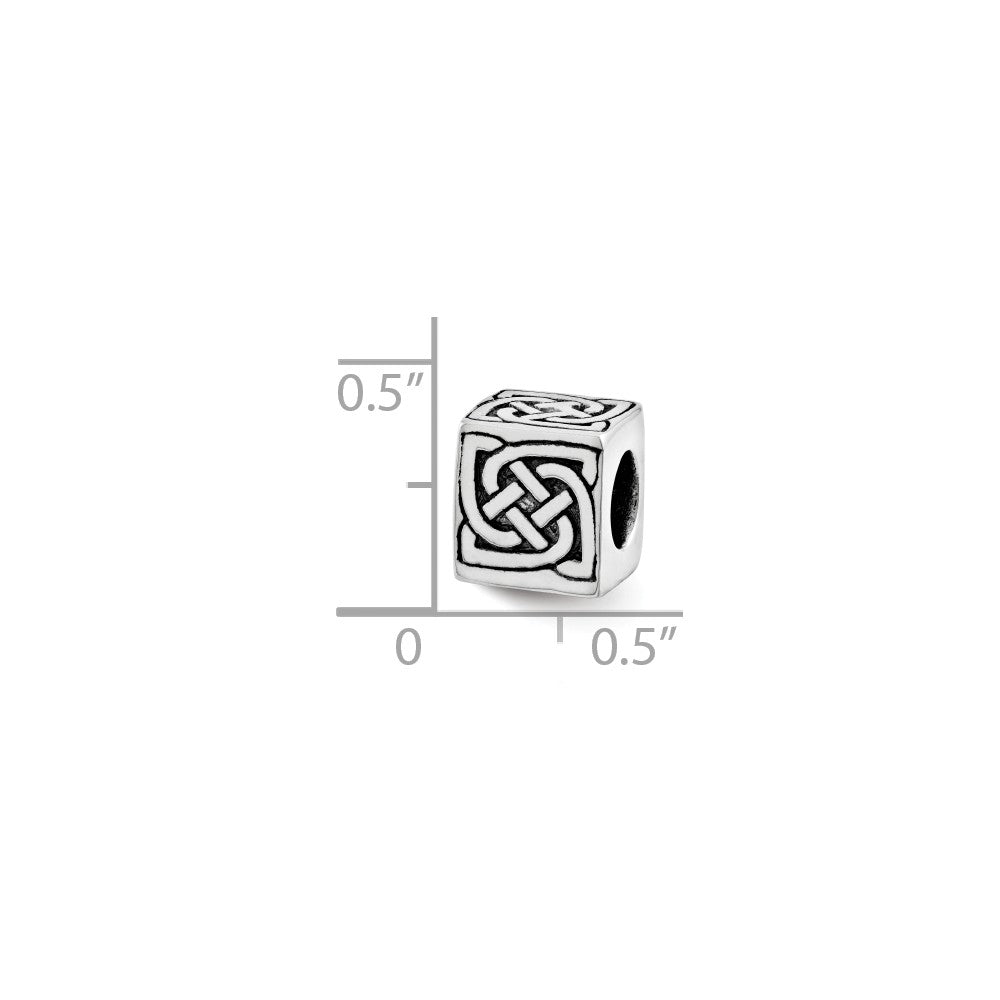 Alternate view of the Sterling Silver Celtic Block Bead Charm by The Black Bow Jewelry Co.