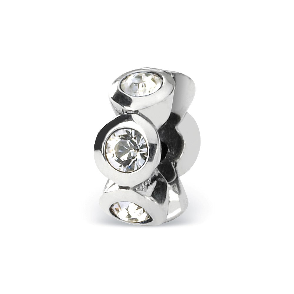 Sterling Silver April Crystal Birthstone, 6-Stone Bead Charm, Item B9451 by The Black Bow Jewelry Co.