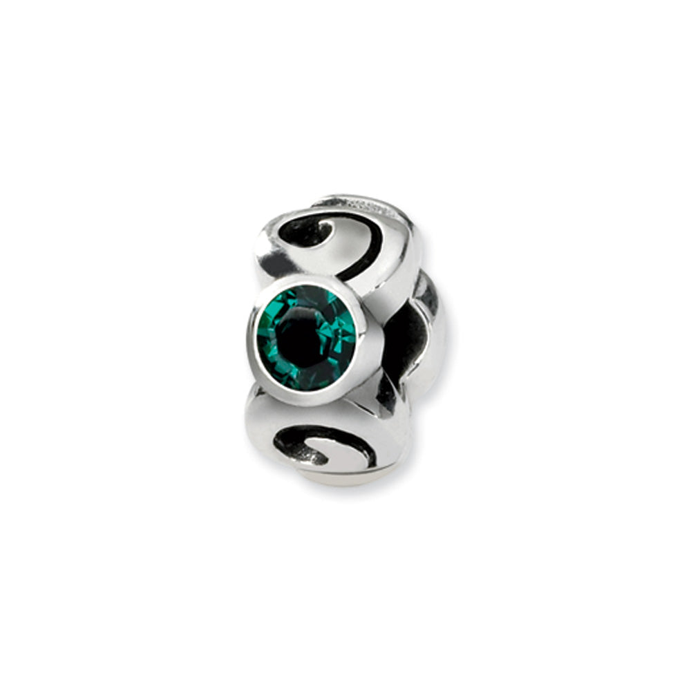 Sterling Silver May Crystal Birthstone, 3-Stone Bead Charm, Item B9464 by The Black Bow Jewelry Co.