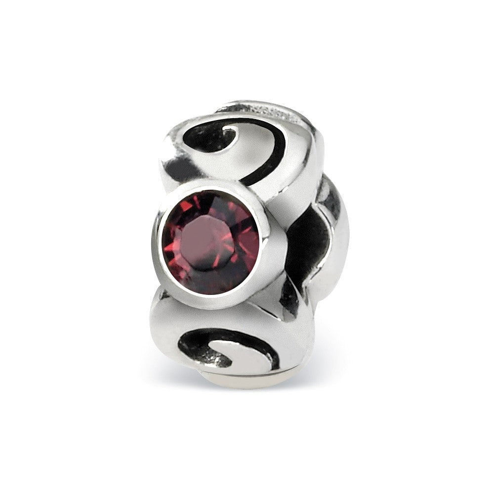 Sterling Silver June Crystal Birthstone, 3-Stone Bead Charm, Item B9465 by The Black Bow Jewelry Co.