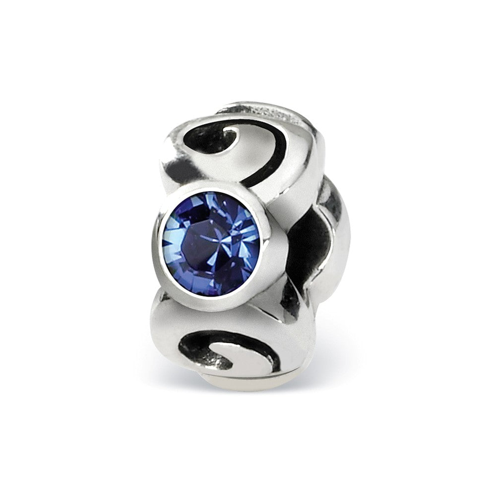 Sterling Silver September Crystal Birthstone, 3-Stone Bead Charm, Item B9468 by The Black Bow Jewelry Co.