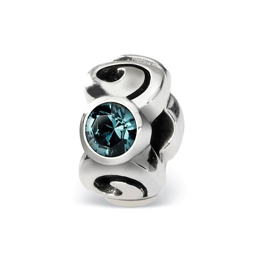 Sterling Silver December Crystal Birthstone, 3-Stone Bead Charm, Item B9471 by The Black Bow Jewelry Co.