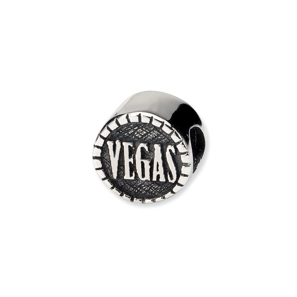 Alternate view of the Sterling Silver Double sided, Vegas Chip Bead Charm by The Black Bow Jewelry Co.