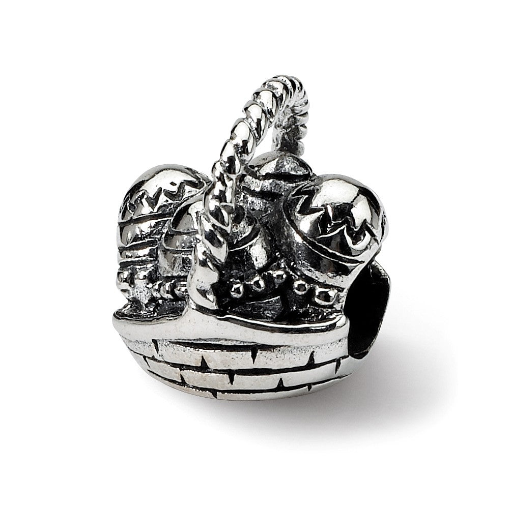 Sterling Silver Easter Basket Bead Charm, Item B9480 by The Black Bow Jewelry Co.