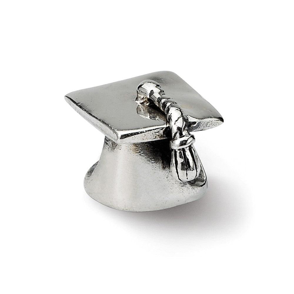 Sterling Silver Graduation Cap Bead Charm, Item B9482 by The Black Bow Jewelry Co.