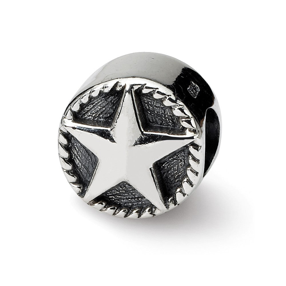 Sterling Silver Star Bead Charm, Item B9483 by The Black Bow Jewelry Co.