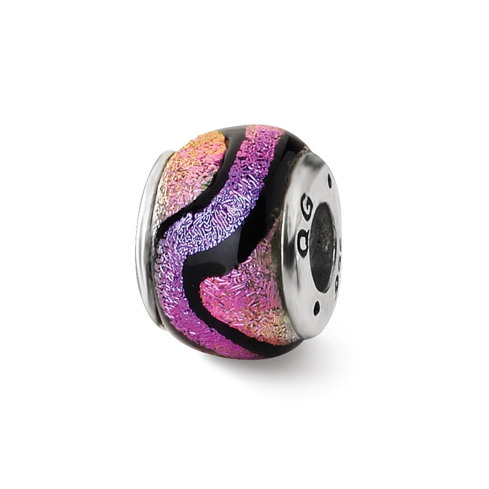 Purple Colored Dichroic Glass Sterling Silver Bead Charm, Item B9504 by The Black Bow Jewelry Co.