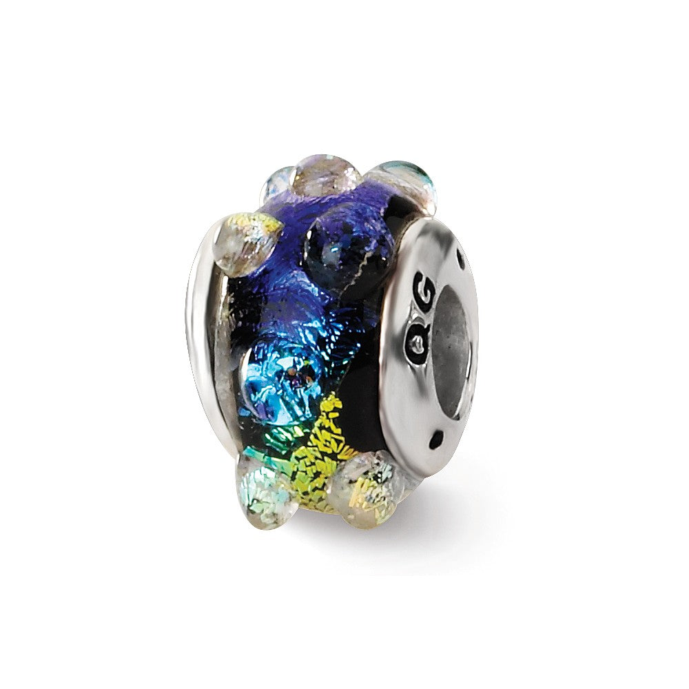 Rainbow Dotted Dichroic Glass Sterling Silver Bead Charm, Item B9510 by The Black Bow Jewelry Co.