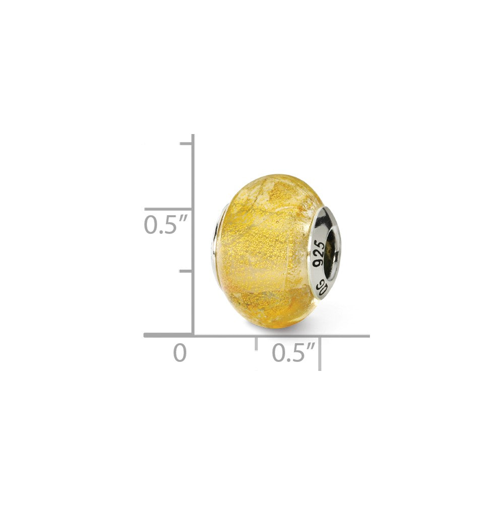 Alternate view of the Sterling Silver, Yellow Murano Glass Bead Charm by The Black Bow Jewelry Co.