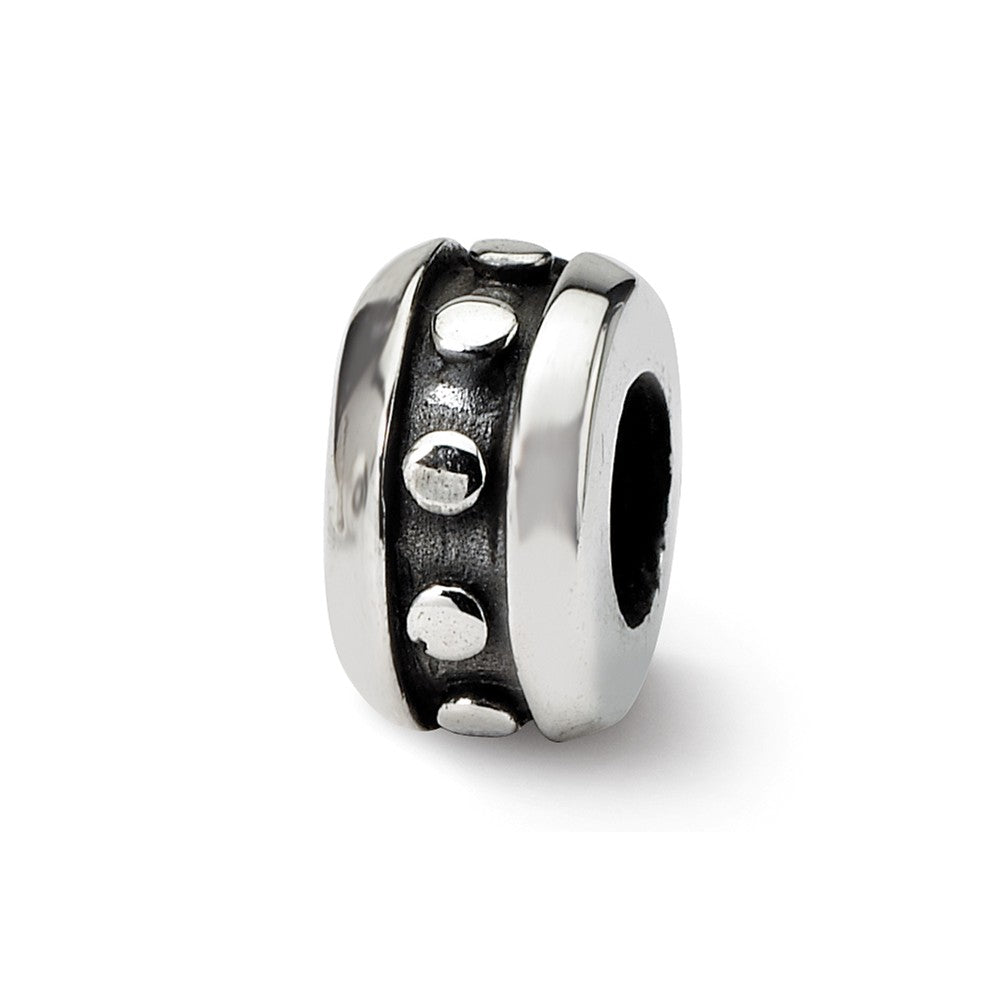 Sterling Silver Dotted Charmed Stopper and Spacer Bead Charm, Item B9648 by The Black Bow Jewelry Co.