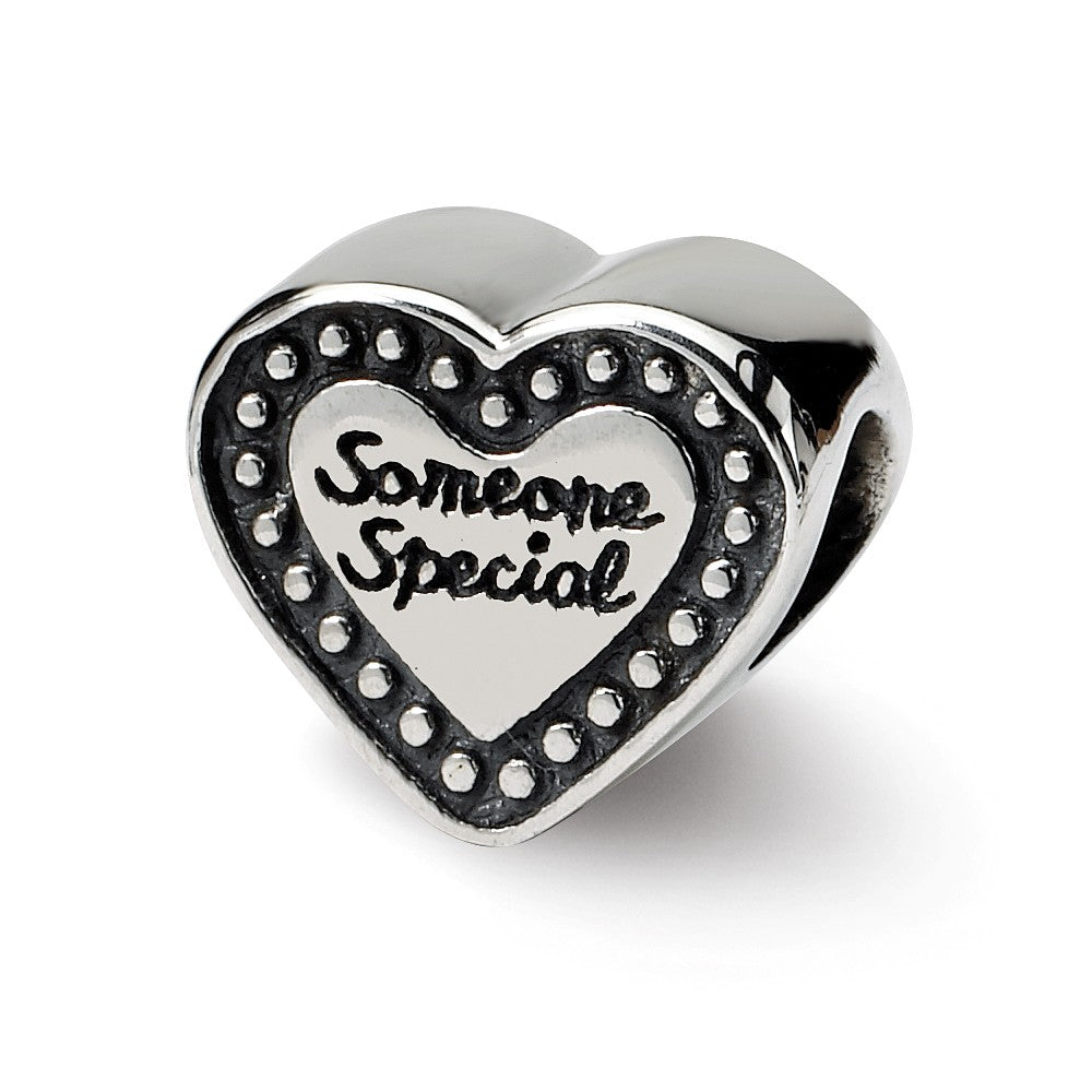 Sterling Silver Someone Special Heart Bead Charm, Item B9657 by The Black Bow Jewelry Co.