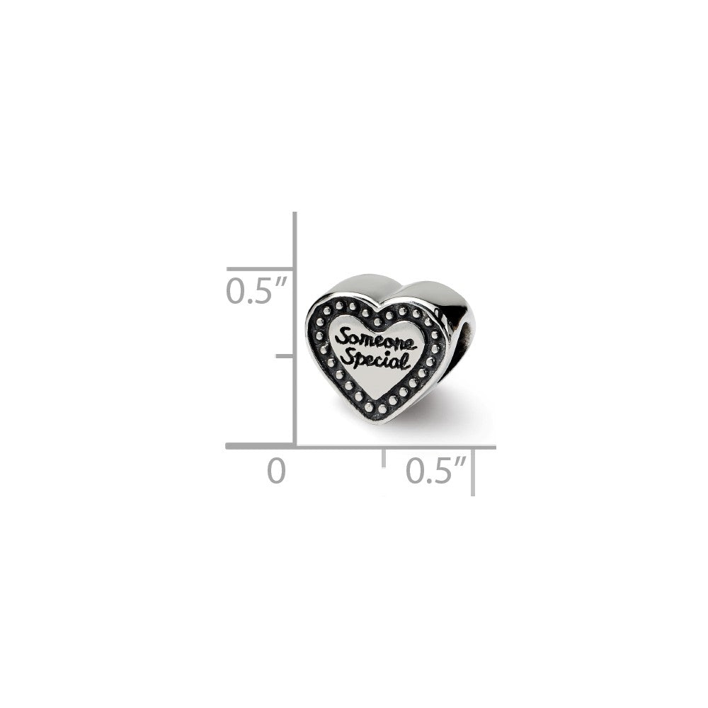 Alternate view of the Sterling Silver Someone Special Heart Bead Charm by The Black Bow Jewelry Co.