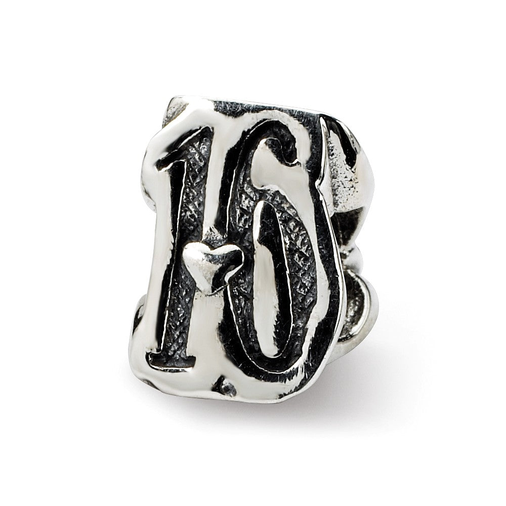 Sterling Silver Special Year Number 16 Bead Charm, Item B9672 by The Black Bow Jewelry Co.