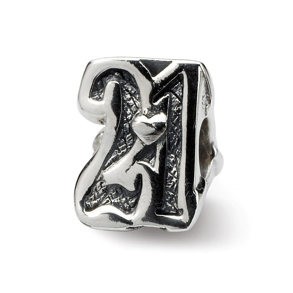 Sterling Silver Special Year Number 21 Bead Charm, Item B9674 by The Black Bow Jewelry Co.