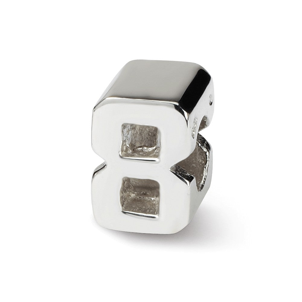 Sterling Silver Block Style, Number 8 Bead Charm, Item B9683 by The Black Bow Jewelry Co.