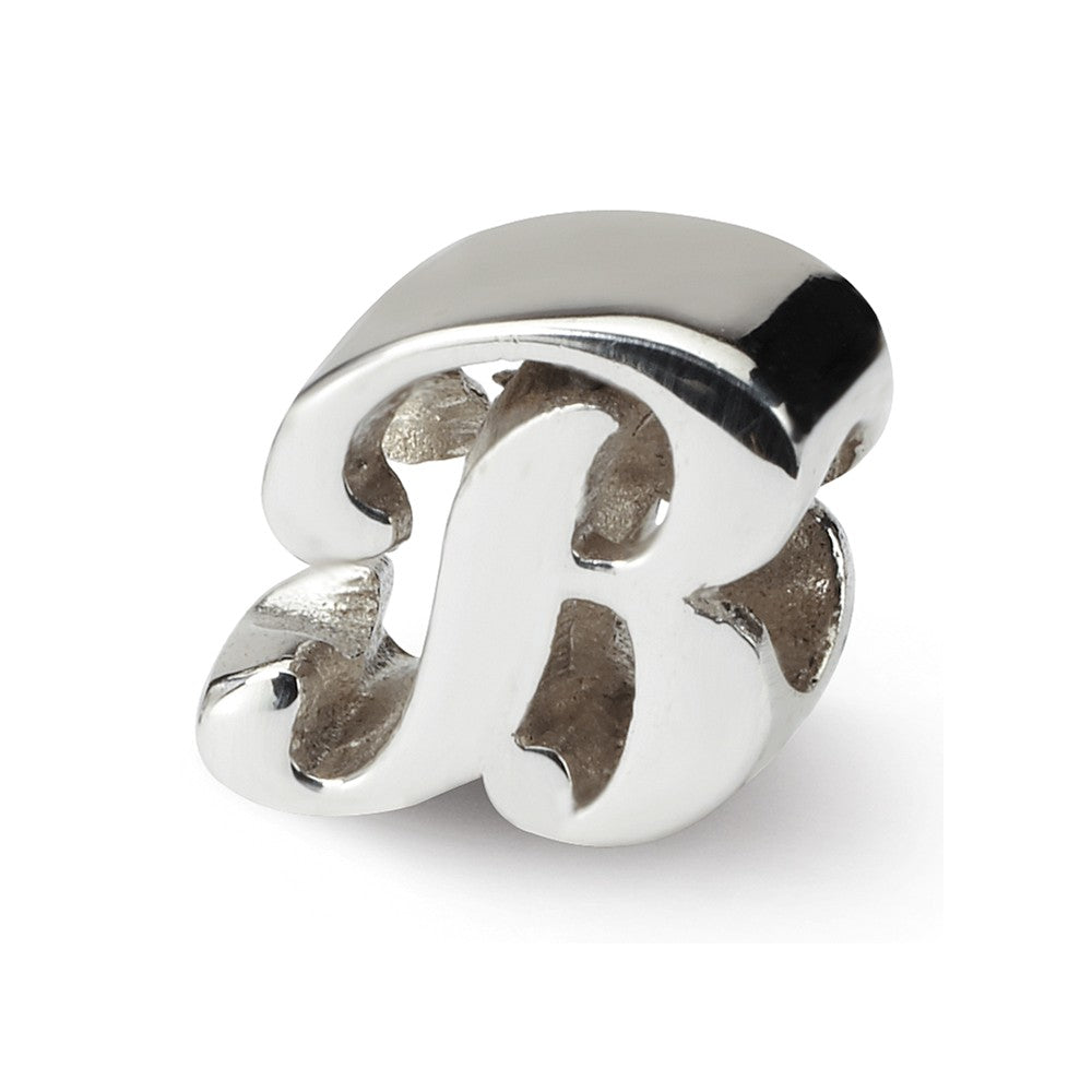 Sterling Silver Script Style, Letter B Bead Charm, Item B9686 by The Black Bow Jewelry Co.