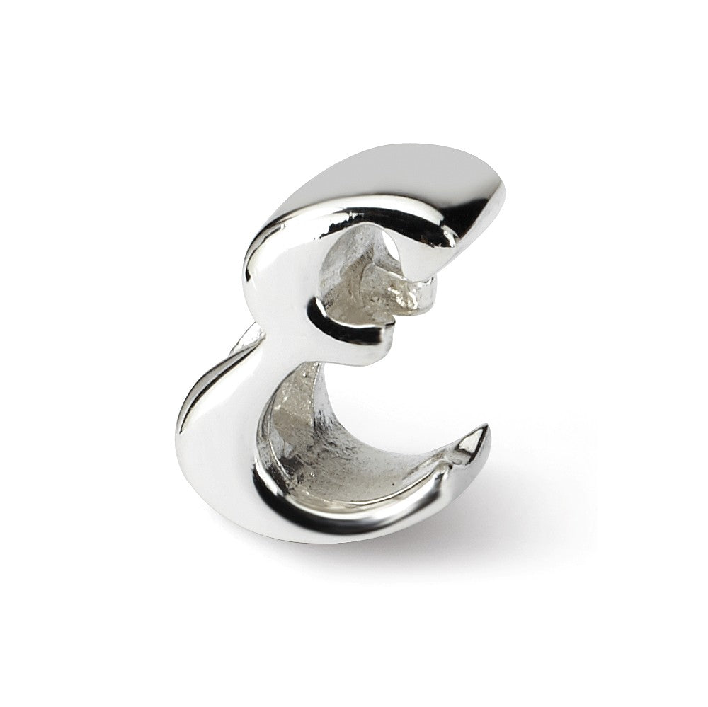Sterling Silver Script Style, Letter E Bead Charm, Item B9689 by The Black Bow Jewelry Co.