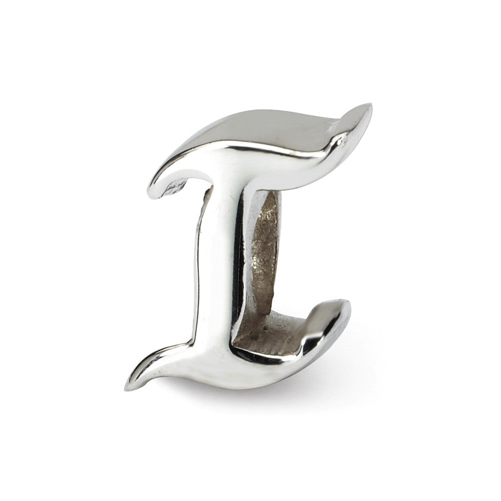 Sterling Silver Script Style, Letter I Bead Charm, Item B9693 by The Black Bow Jewelry Co.