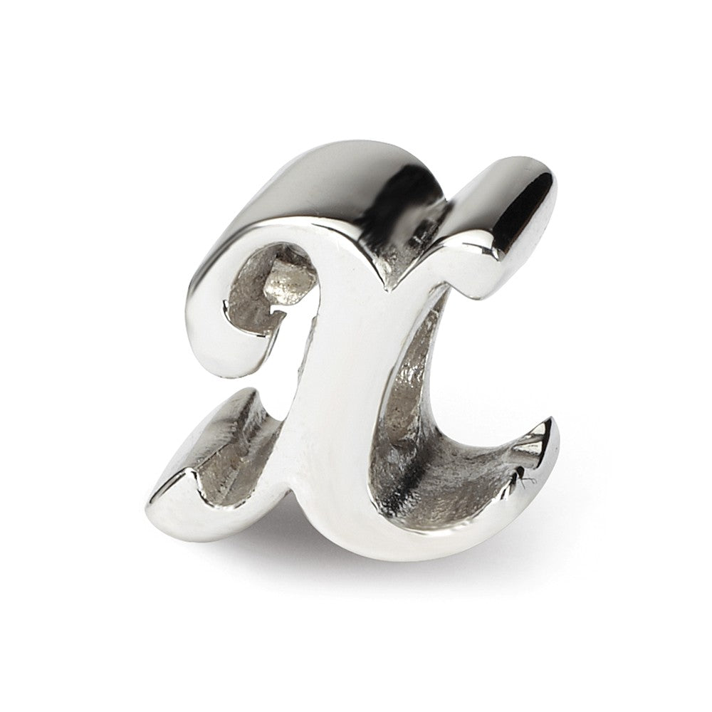 Sterling Silver Script Style, Letter X Bead Charm, Item B9708 by The Black Bow Jewelry Co.
