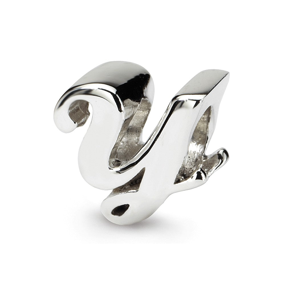 Sterling Silver Script Style, Letter Y Bead Charm, Item B9709 by The Black Bow Jewelry Co.