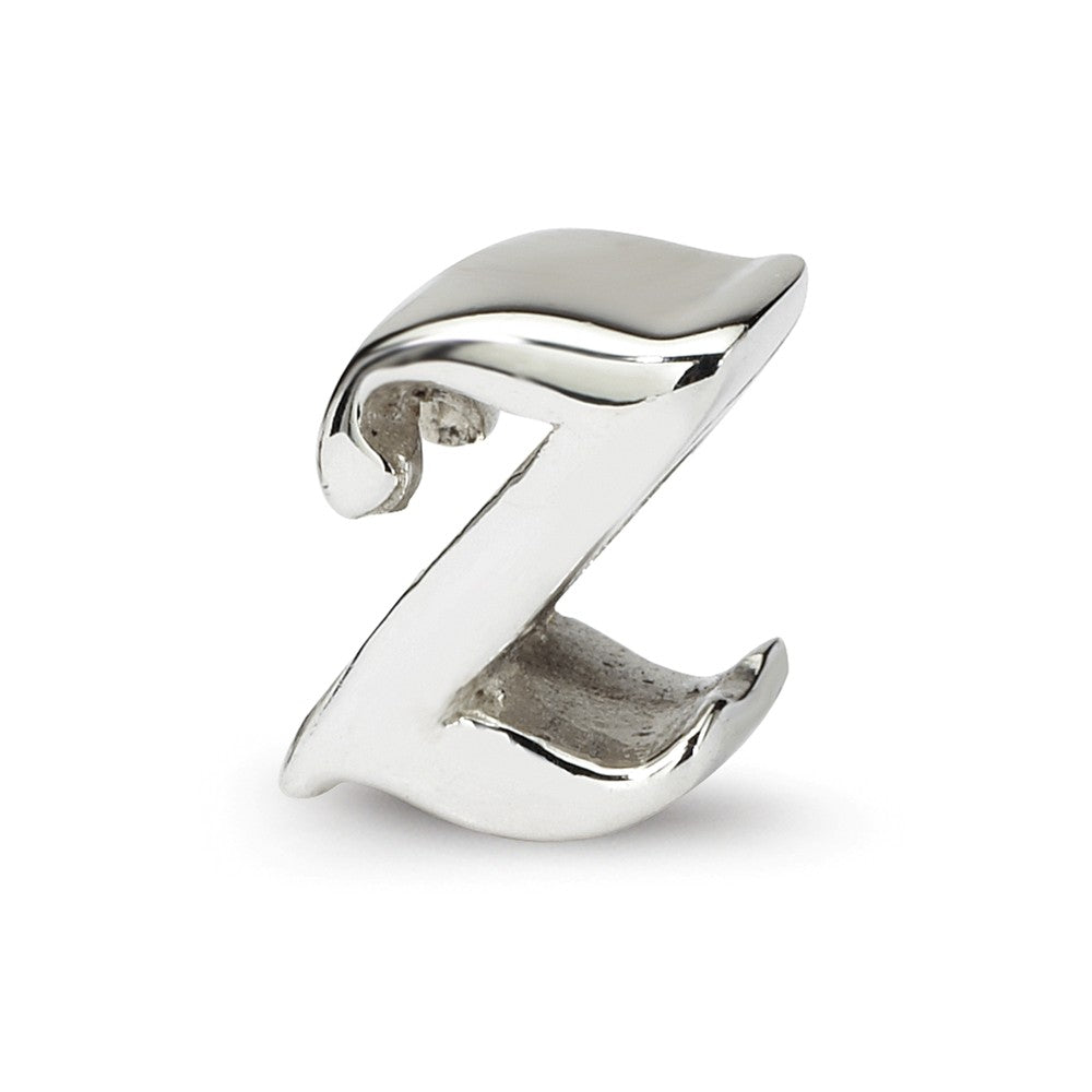 Sterling Silver Script Style, Letter Z Bead Charm, Item B9710 by The Black Bow Jewelry Co.