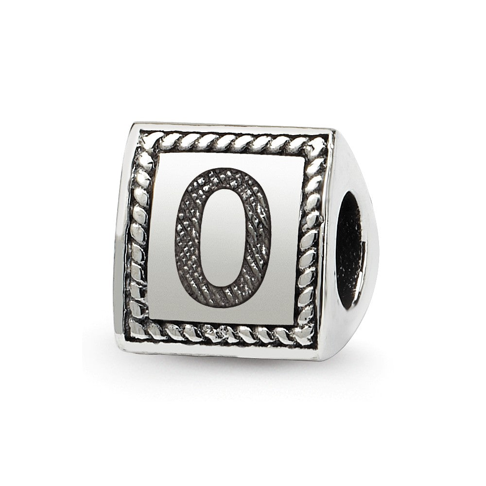 Triangle Block, Number 0 Sterling Silver Bead Charm, Item B9737 by The Black Bow Jewelry Co.