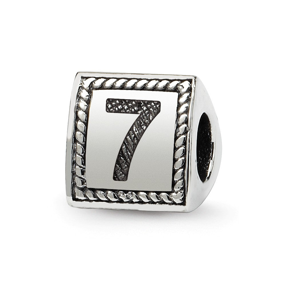 Triangle Block, Number 7 Sterling Silver Bead Charm, Item B9744 by The Black Bow Jewelry Co.