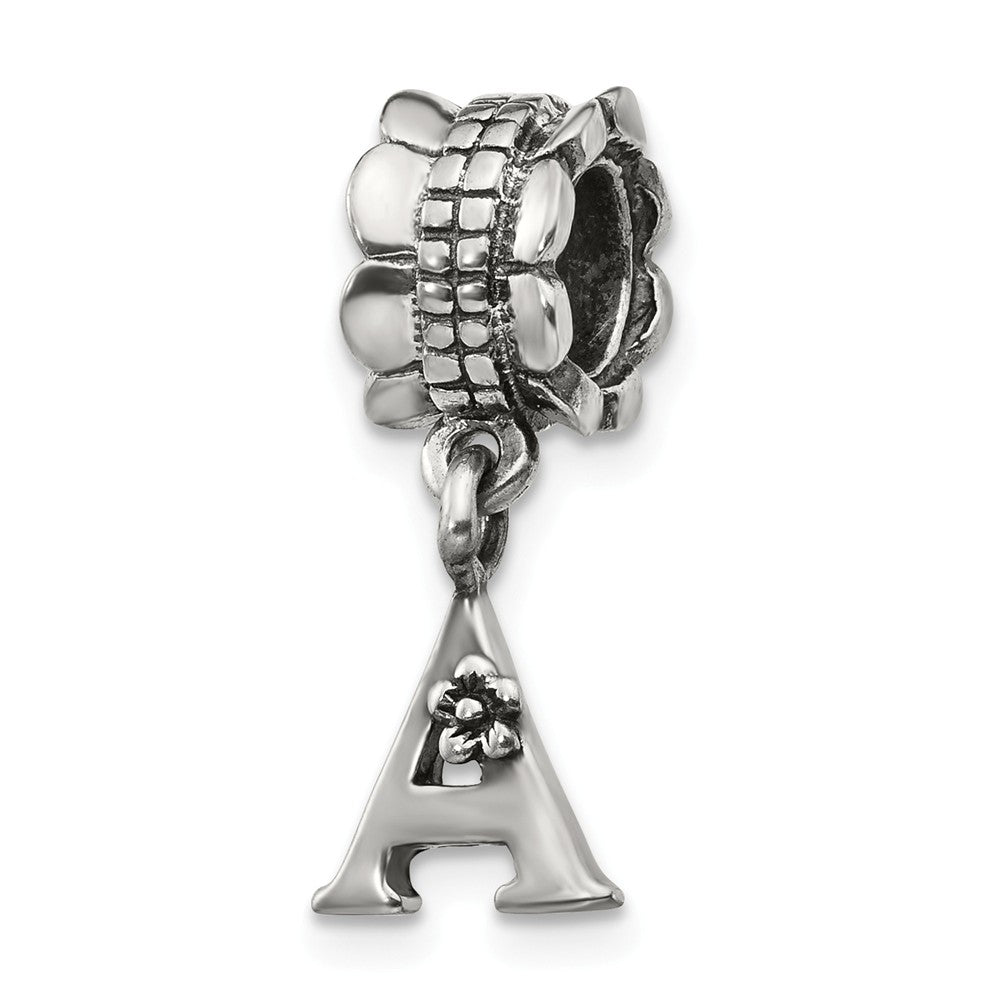 Sterling Silver Letter A, Dangle Bead Charm, Item B9783 by The Black Bow Jewelry Co.