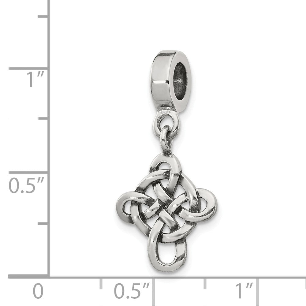 Alternate view of the Sterling Silver Celtic Cross Dangle Bead Charm by The Black Bow Jewelry Co.