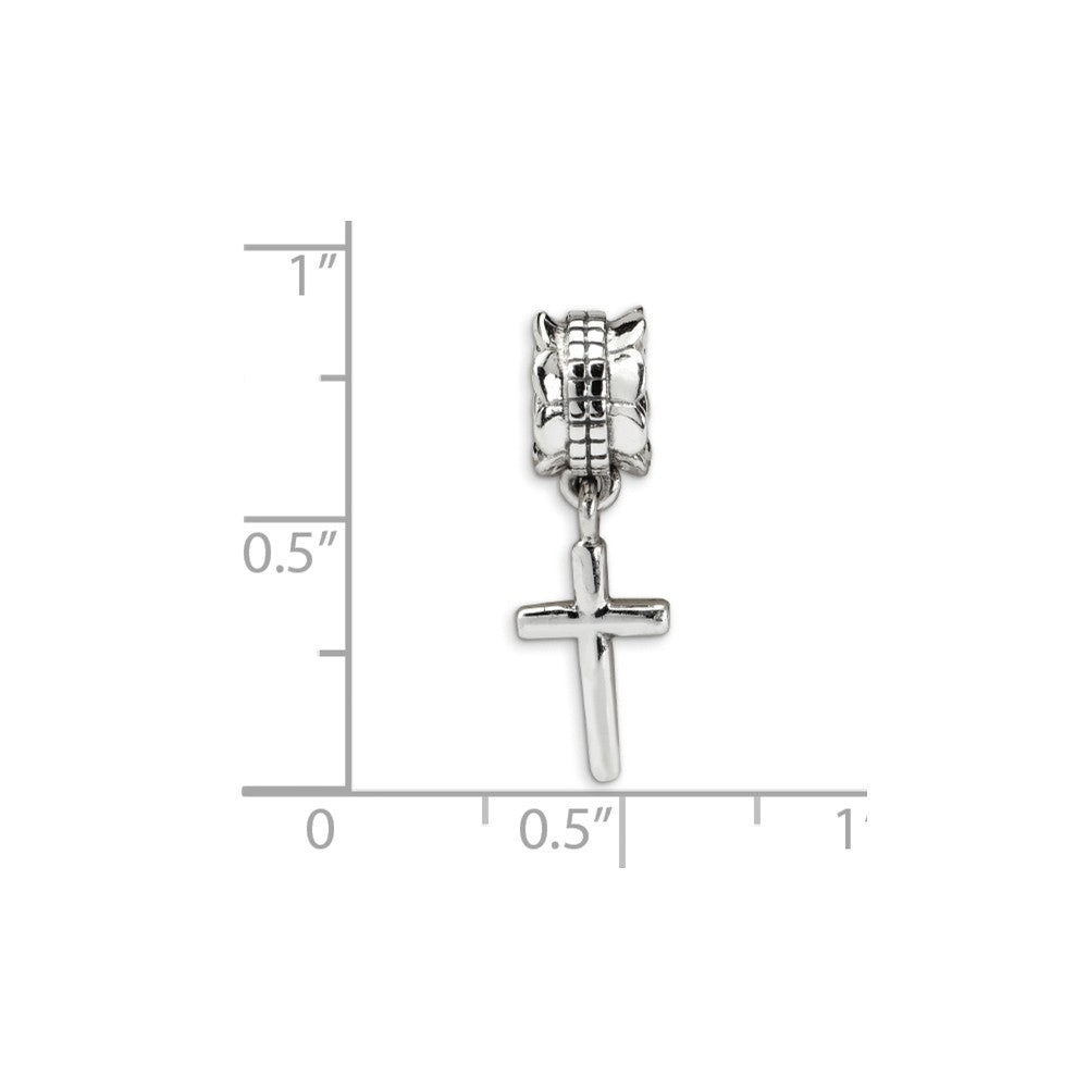 Alternate view of the Sterling Silver Latin Cross, Dangle Bead Charm by The Black Bow Jewelry Co.