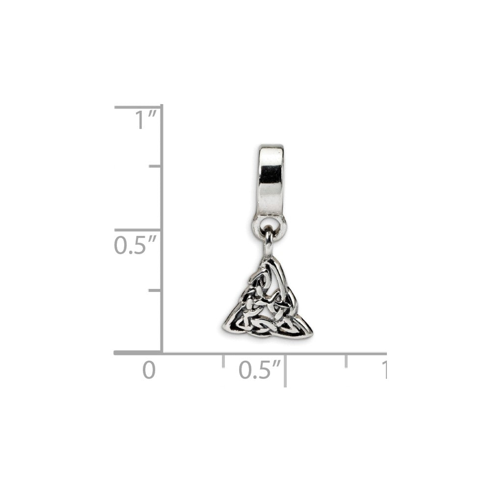 Alternate view of the Sterling Silver Celtic Trinity Dangle Bead Charm by The Black Bow Jewelry Co.